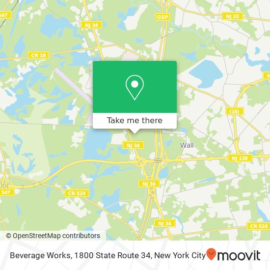 Mapa de Beverage Works, 1800 State Route 34