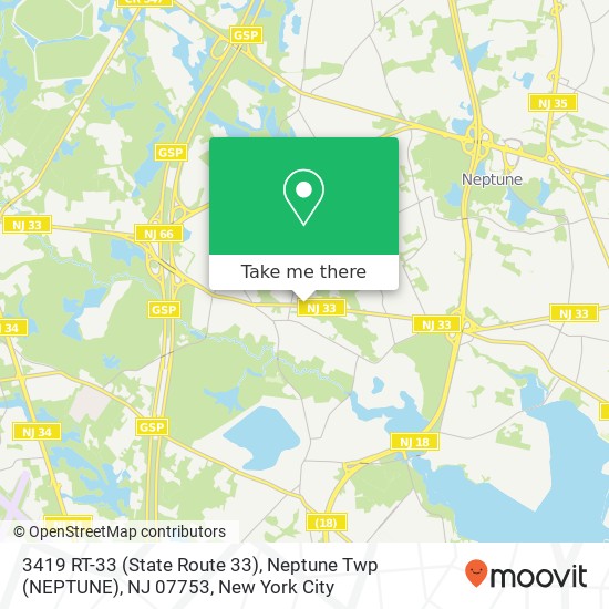 Mapa de 3419 RT-33 (State Route 33), Neptune Twp (NEPTUNE), NJ 07753