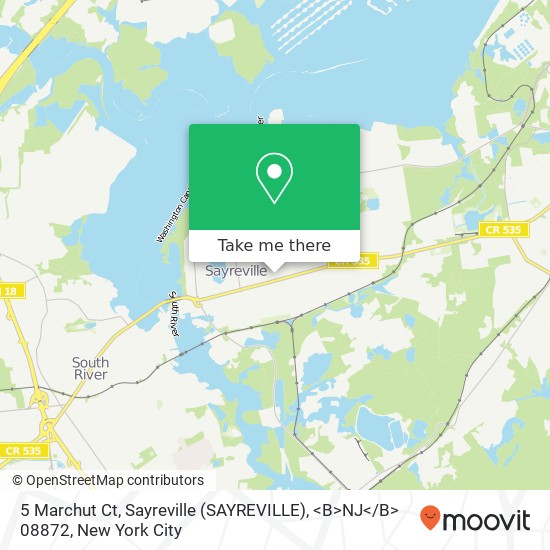 Mapa de 5 Marchut Ct, Sayreville (SAYREVILLE), <B>NJ< / B> 08872