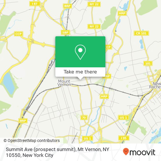 Mapa de Summit Ave (prospect summit), Mt Vernon, NY 10550