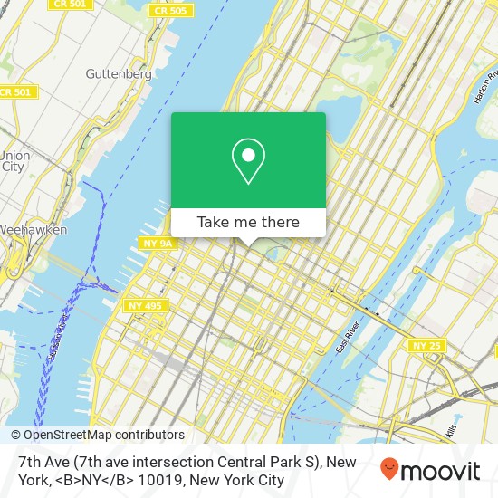 Mapa de 7th Ave (7th ave intersection Central Park S), New York, <B>NY< / B> 10019