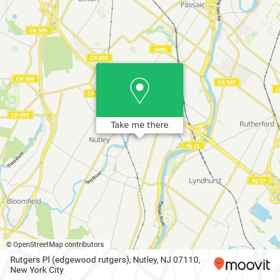 Mapa de Rutgers Pl (edgewood rutgers), Nutley, NJ 07110