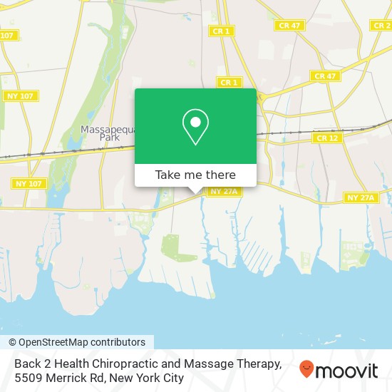 Mapa de Back 2 Health Chiropractic and Massage Therapy, 5509 Merrick Rd