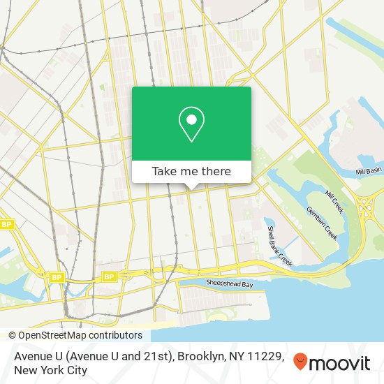 Mapa de Avenue U (Avenue U and 21st), Brooklyn, NY 11229