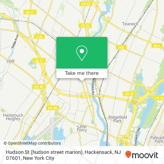 Hudson St (hudson street marion), Hackensack, NJ 07601 map
