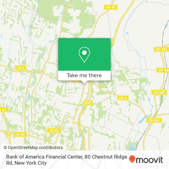Mapa de Bank of America Financial Center, 80 Chestnut Ridge Rd