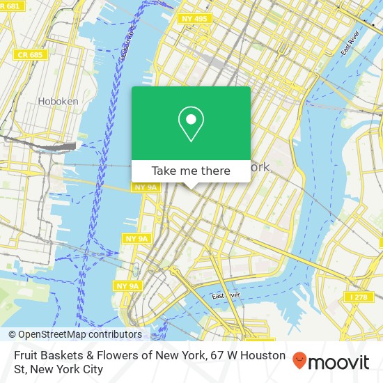 Mapa de Fruit Baskets & Flowers of New York, 67 W Houston St