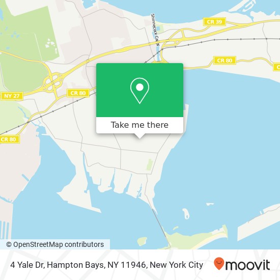 Mapa de 4 Yale Dr, Hampton Bays, NY 11946