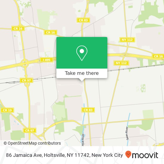 Mapa de 86 Jamaica Ave, Holtsville, NY 11742