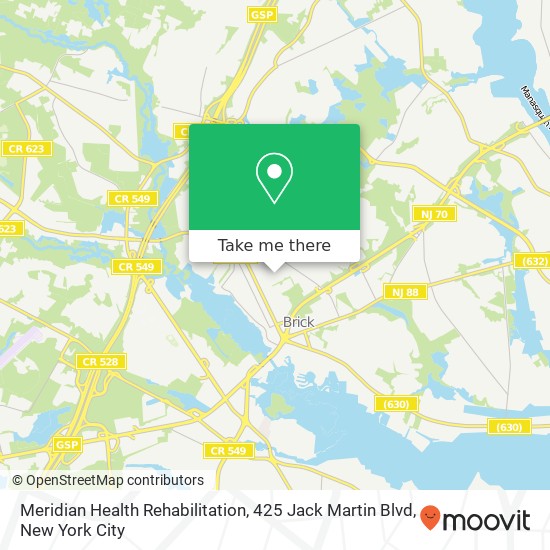 Meridian Health Rehabilitation, 425 Jack Martin Blvd map
