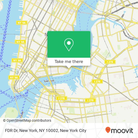 Mapa de FDR Dr, New York, NY 10002