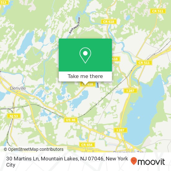 Mapa de 30 Martins Ln, Mountain Lakes, NJ 07046