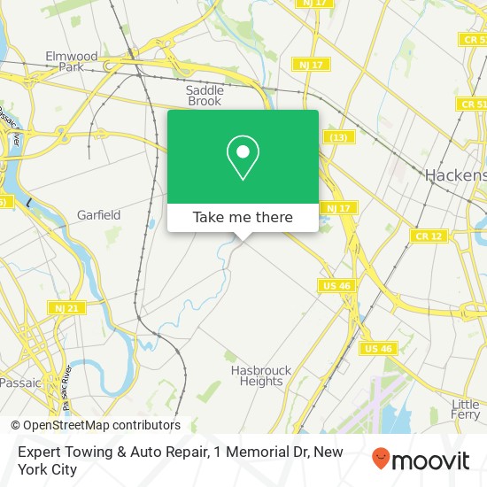 Expert Towing & Auto Repair, 1 Memorial Dr map