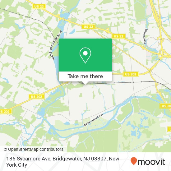 Mapa de 186 Sycamore Ave, Bridgewater, NJ 08807