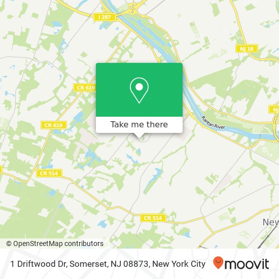 Mapa de 1 Driftwood Dr, Somerset, NJ 08873