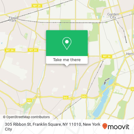 Mapa de 305 Ribbon St, Franklin Square, NY 11010