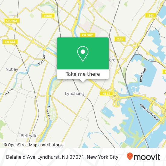 Mapa de Delafield Ave, Lyndhurst, NJ 07071