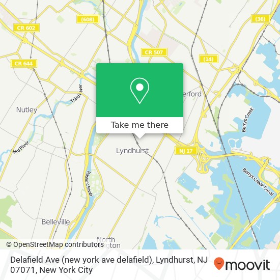 Mapa de Delafield Ave (new york ave delafield), Lyndhurst, NJ 07071