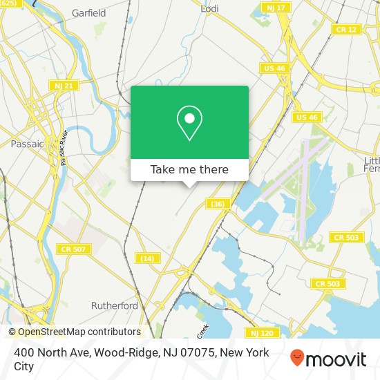 Mapa de 400 North Ave, Wood-Ridge, NJ 07075