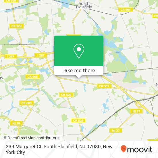 Mapa de 239 Margaret Ct, South Plainfield, NJ 07080