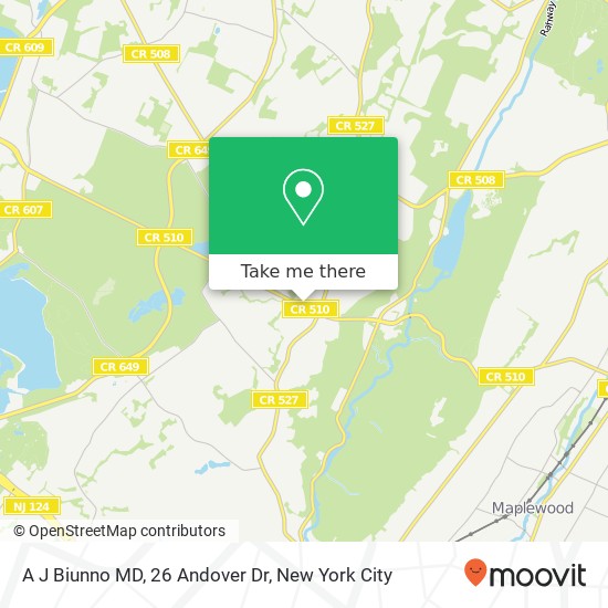 A J Biunno MD, 26 Andover Dr map