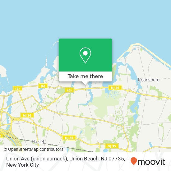 Mapa de Union Ave (union aumack), Union Beach, NJ 07735