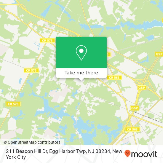 Mapa de 211 Beacon Hill Dr, Egg Harbor Twp, NJ 08234