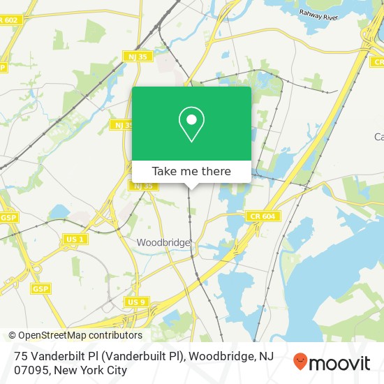 Mapa de 75 Vanderbilt Pl (Vanderbuilt Pl), Woodbridge, NJ 07095