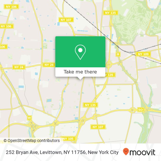 Mapa de 252 Bryan Ave, Levittown, NY 11756