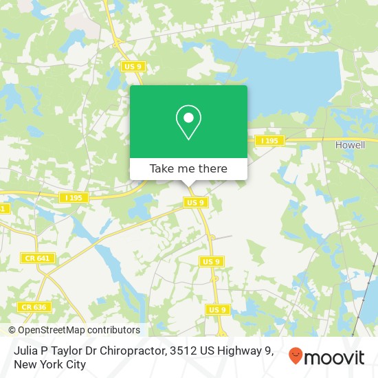 Julia P Taylor Dr Chiropractor, 3512 US Highway 9 map