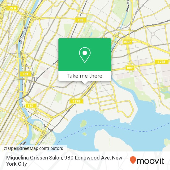 Mapa de Miguelina Grissen Salon, 980 Longwood Ave