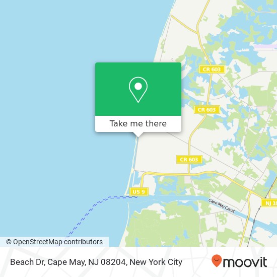 Mapa de Beach Dr, Cape May, NJ 08204