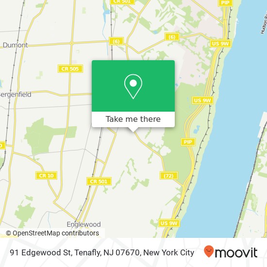 Mapa de 91 Edgewood St, Tenafly, NJ 07670