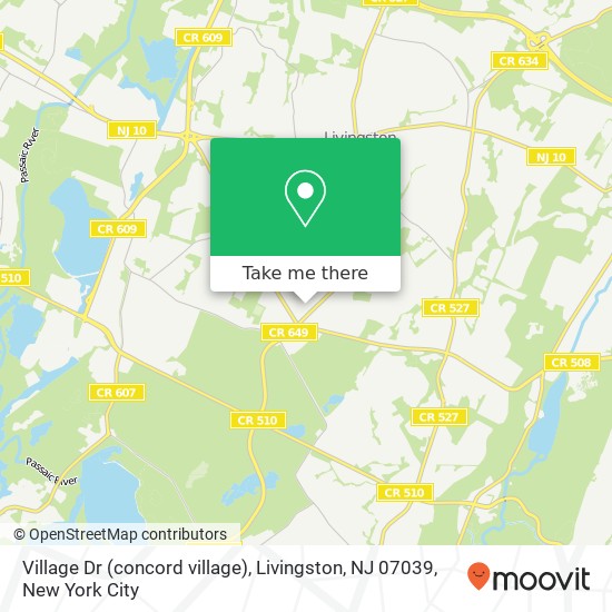 Mapa de Village Dr (concord village), Livingston, NJ 07039