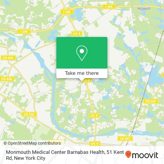 Mapa de Monmouth Medical Center Barnabas Health, 51 Kent Rd
