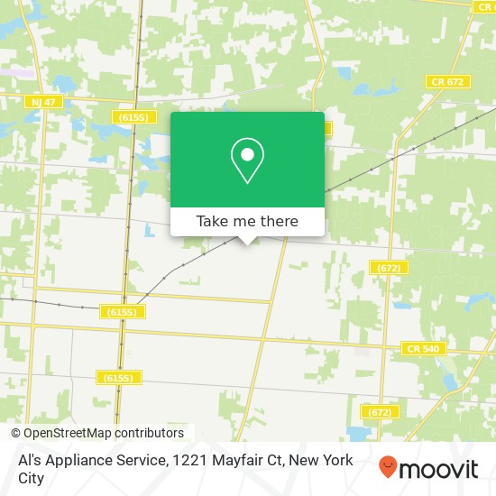 Al's Appliance Service, 1221 Mayfair Ct map