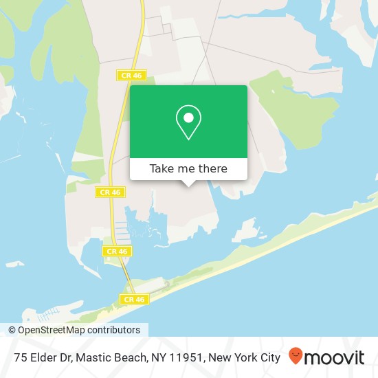 Mapa de 75 Elder Dr, Mastic Beach, NY 11951