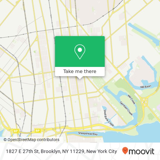 Mapa de 1827 E 27th St, Brooklyn, NY 11229