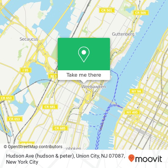 Mapa de Hudson Ave (hudson & peter), Union City, NJ 07087