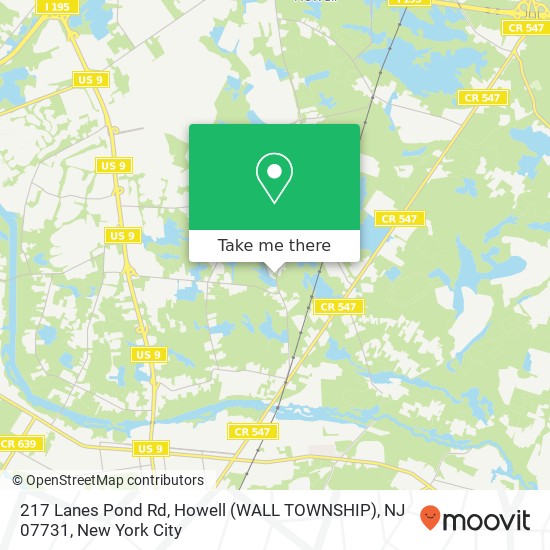 Mapa de 217 Lanes Pond Rd, Howell (WALL TOWNSHIP), NJ 07731