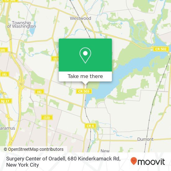 Surgery Center of Oradell, 680 Kinderkamack Rd map