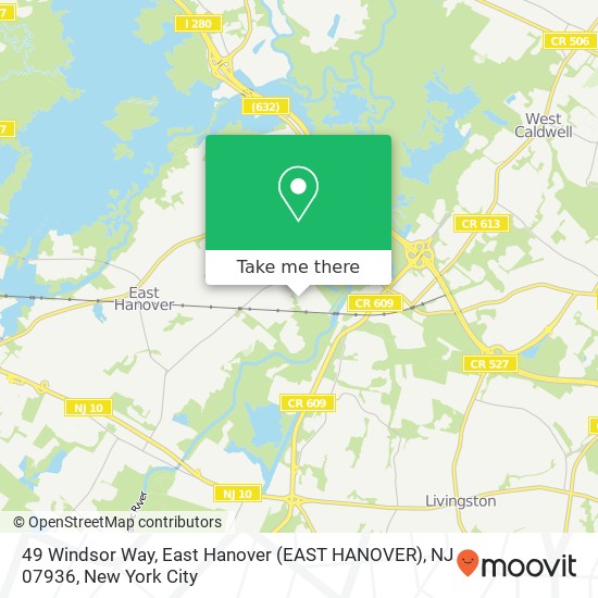 Mapa de 49 Windsor Way, East Hanover (EAST HANOVER), NJ 07936