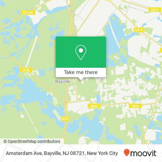 Mapa de Amsterdam Ave, Bayville, NJ 08721