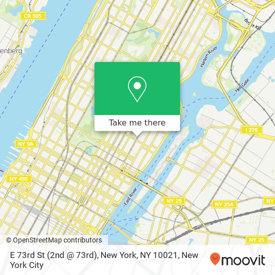 Mapa de E 73rd St (2nd @ 73rd), New York, NY 10021