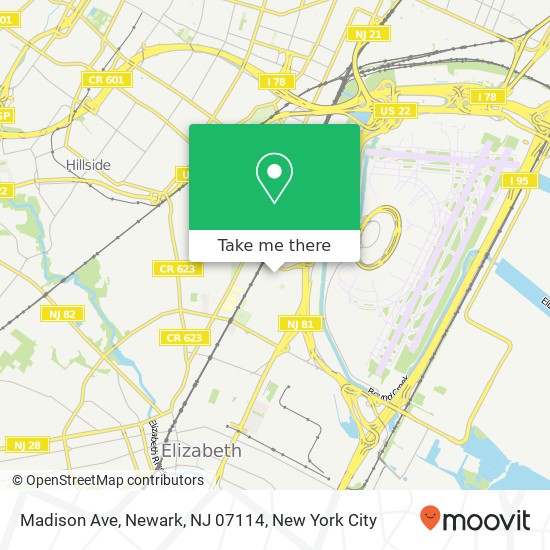 Mapa de Madison Ave, Newark, NJ 07114