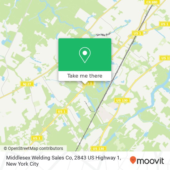 Mapa de Middlesex Welding Sales Co, 2843 US Highway 1