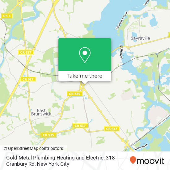 Mapa de Gold Metal Plumbing Heating and Electric, 318 Cranbury Rd