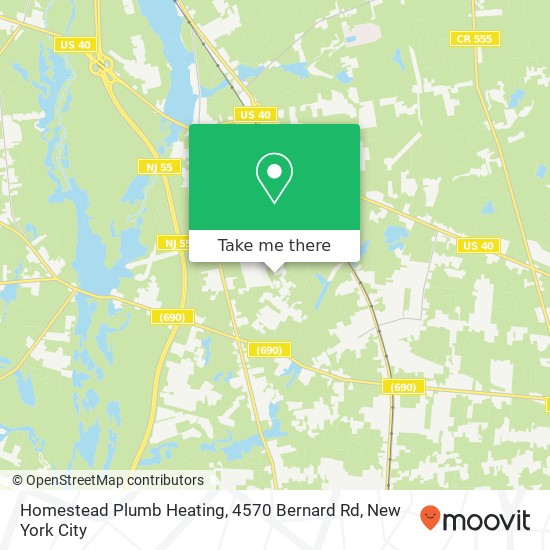 Mapa de Homestead Plumb Heating, 4570 Bernard Rd