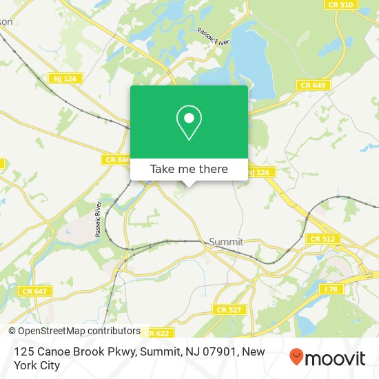 Mapa de 125 Canoe Brook Pkwy, Summit, NJ 07901