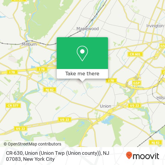 CR-630, Union (Union Twp (Union county)), NJ 07083 map